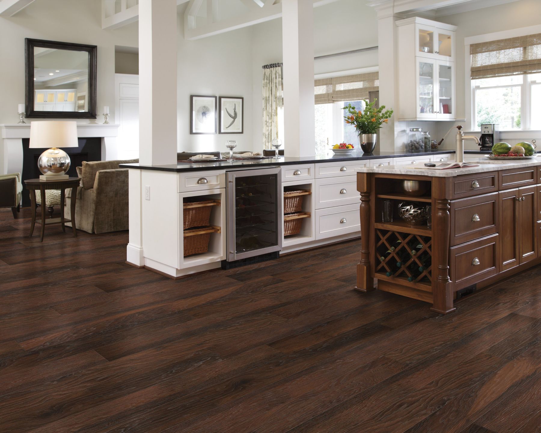 Dark hickory laminate in a Fort Walton Beach, FL kitchen