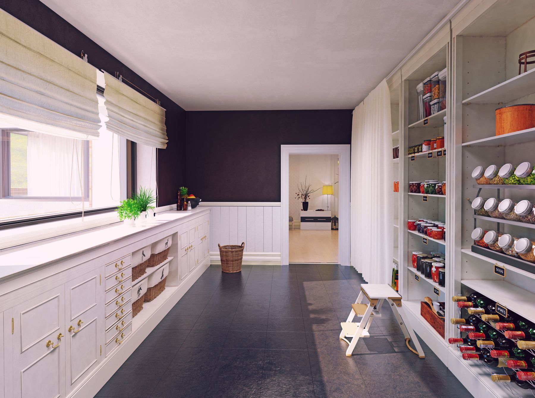 Walk-in butler's pantry with floor-to-ceiling cabinets in Fort Walton Beach