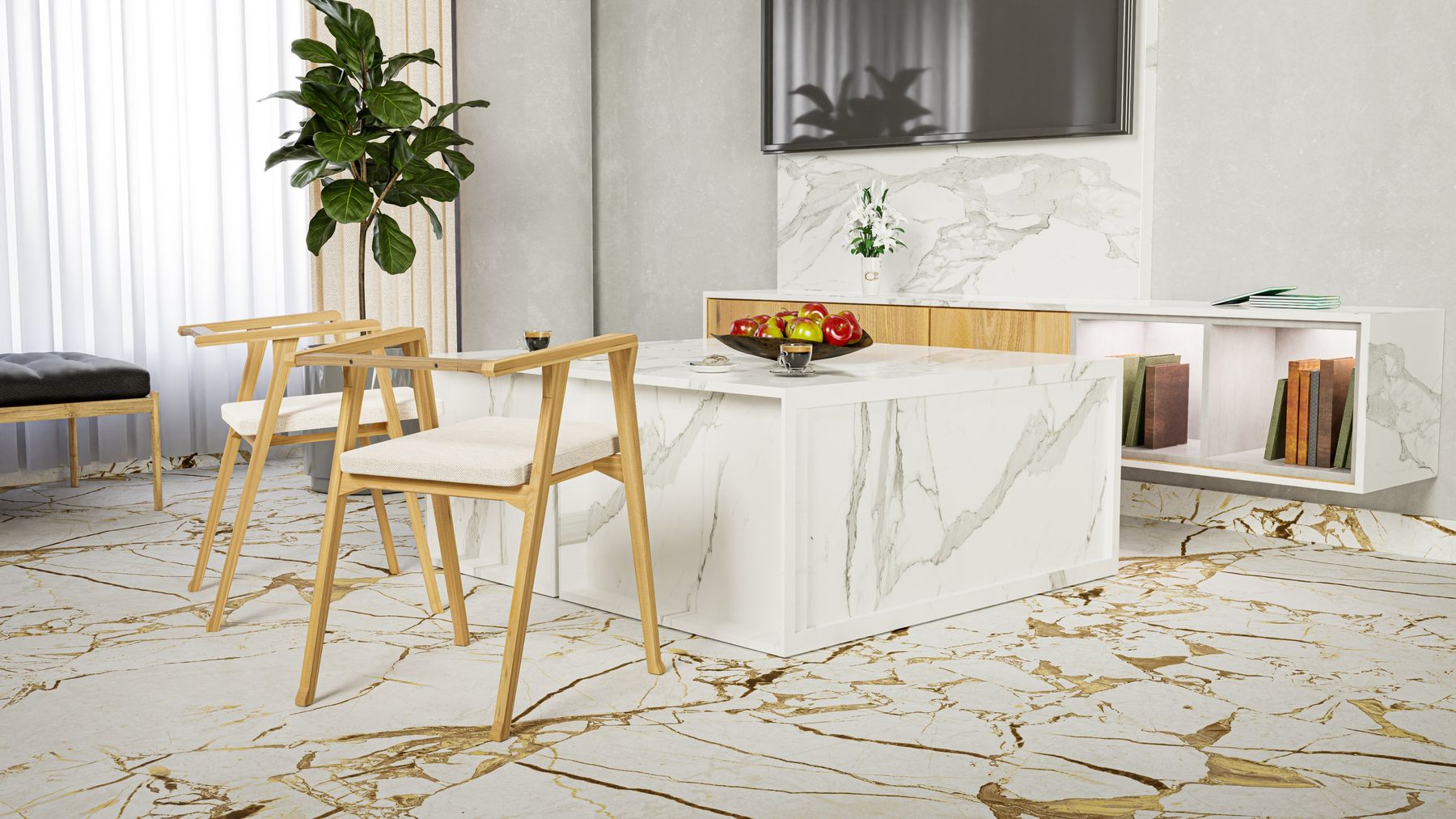 Marble-look tile flooring in Fort Walton Beach, FL